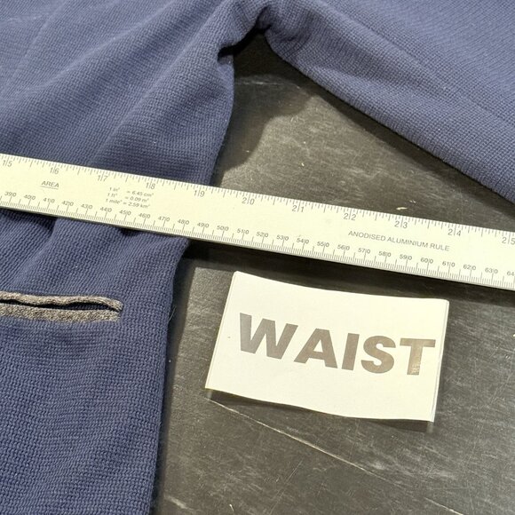 41 Hawthorn Navy Blue Knit One Button Blazer Jacket Elbow Patches Women size XL - Picture 12 of 13